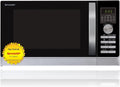 Sharp R843INW Forno a microonde 4 in 1 con aria calda, grill e convezione/ 25 L/ 800 W/ grill a infrarossi 1000 W/ convezione 2500 W/ 10 programmi automatici/ programma pizza/ piatto girevole in metallo (30 cm)/ argento