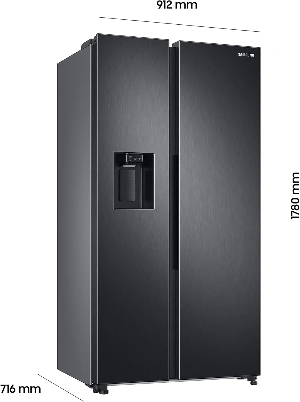 RS6GA8521B1/EG Frigorifero Side-by-Side, 178 cm, 634 l, 225 l di volume del congelatore, Tecnologia Space Max, Premium Black Steel