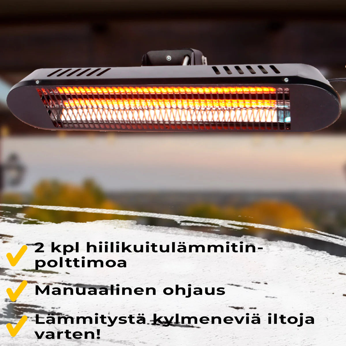 Fornorth Heizstrahler Wall Heater Premium 2000W fernbedienung, schwarz