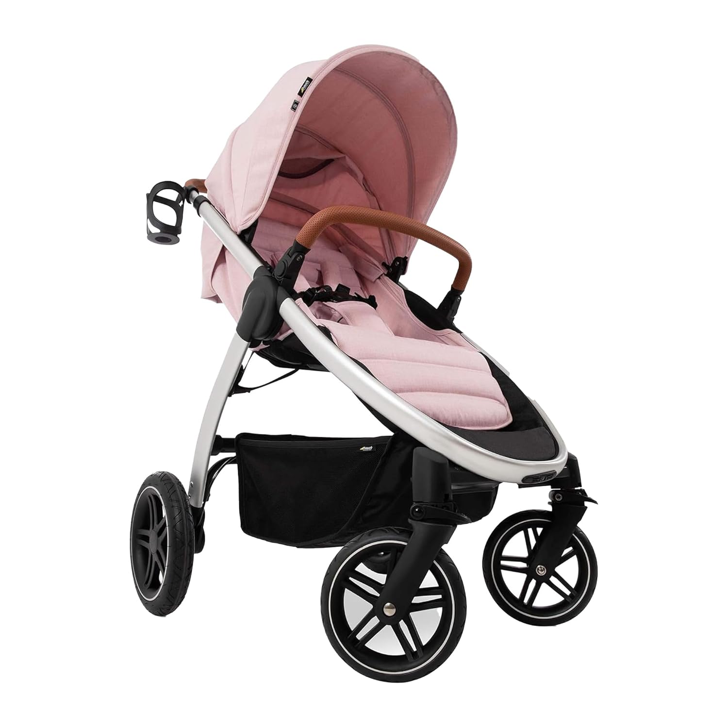Hauck Uptown Passeggino Melange Rose – Passeggino per ogni terreno, seduta extra large, posizione nanna, ruote in gomma, sospensioni, compatto e facile da piegare, con parapioggia