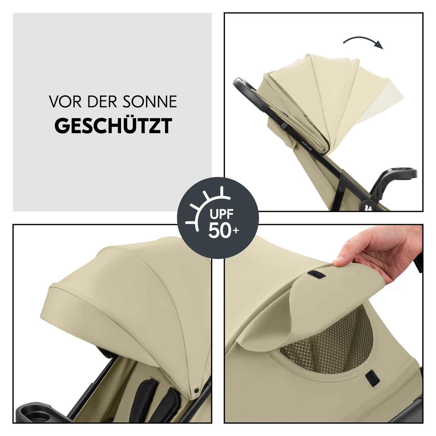 hauck Set Trio 3in1 Shop N Care con Passeggino, Navicella, Seggiolino Auto dalla nascita fino a 22 kg, Chiusura Compatta, Reclinabile, Portabicchieri & Vassoio, Protezione UV 50+ (Grey)