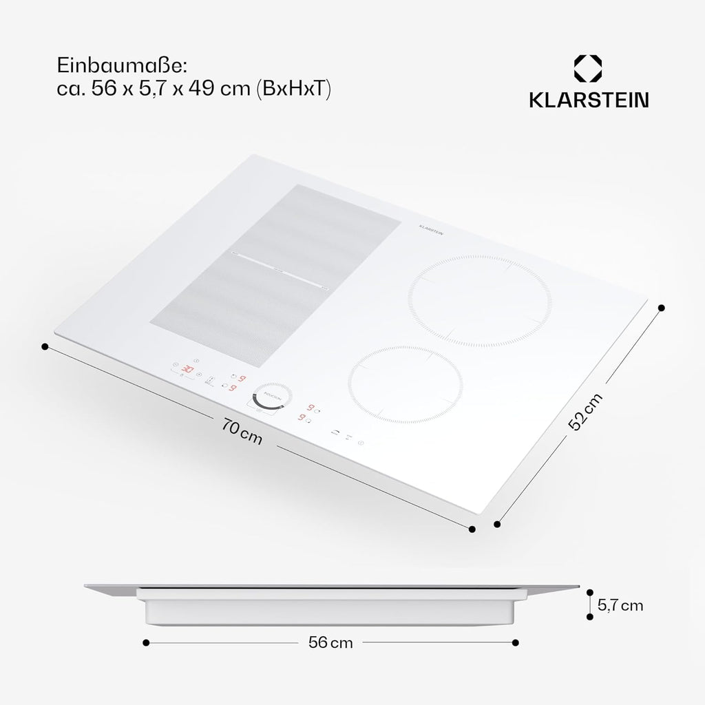 Klarstein Piano Cottura a Induzione, Piano Cottura in Vetroceramica, con 4 Piastre, Incasso con Display Touch, Display Digitale e Funzione Timer, Riscaldamento Veloce, 7000 Watt