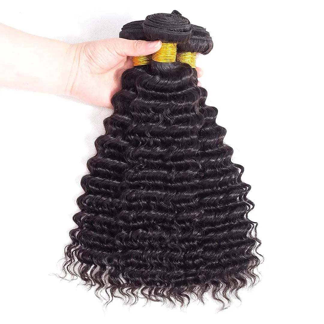LavishBeauty Deep Wave Haarverlngerungen mit Transparentem Lace Frontal