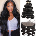 LavishBeauty Fasci di capelli brasiliani Body Wave con lace frontal HD trasparente