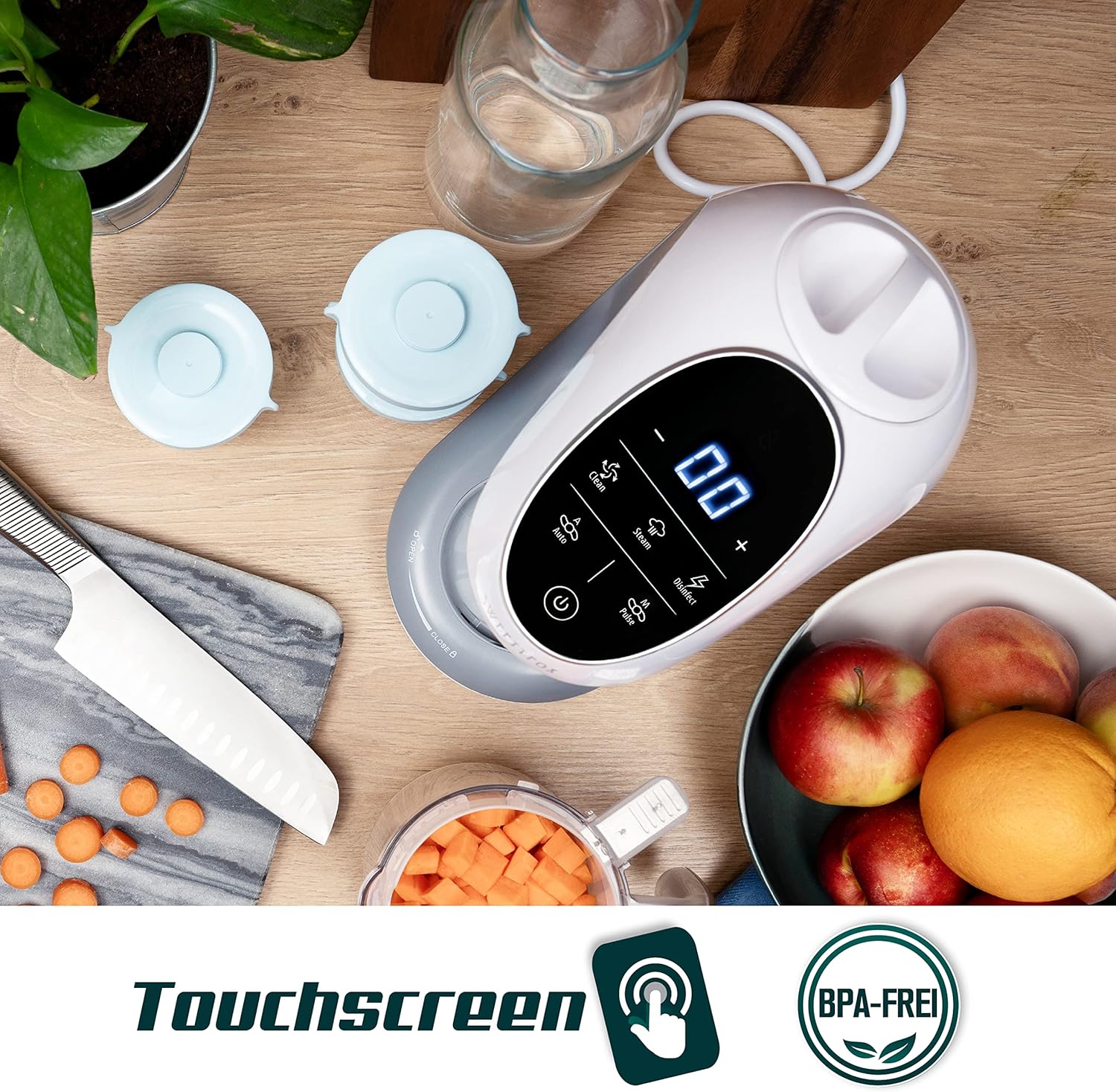 Sweety Fox - Multifunktions Babynahrungszubereiter 7-in-1 - Dampfgarer, Mixer, Pulse, Automatische Reinigungsfunktion, Sterilisiert, Glschenwrmer, Auftaufunktion