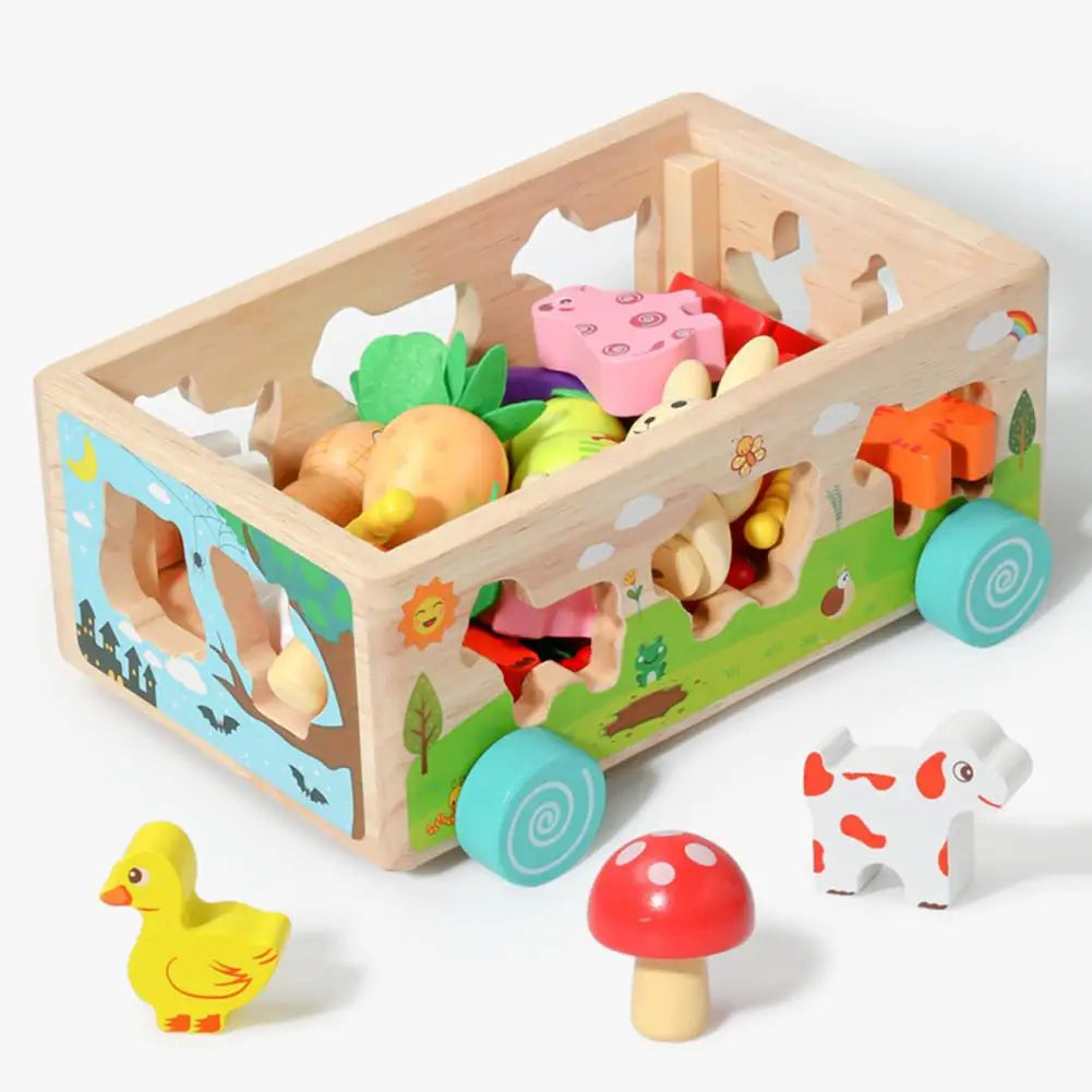 Woods - Divertimento con le forme nel carretto - Puzzle di animali e verdure