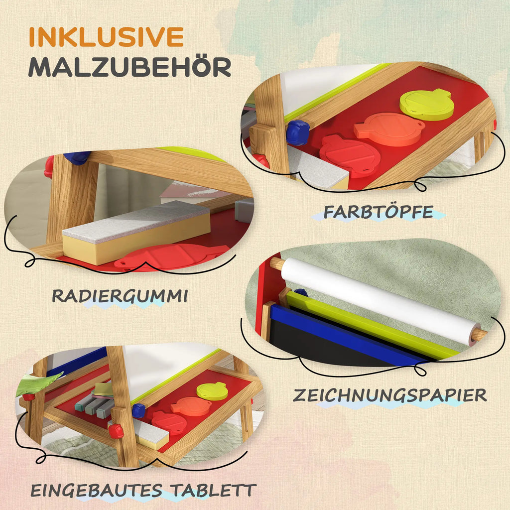 AIYAPLAY 3-in-1 Tavolo per bambini regolabile in altezza – Legno naturale