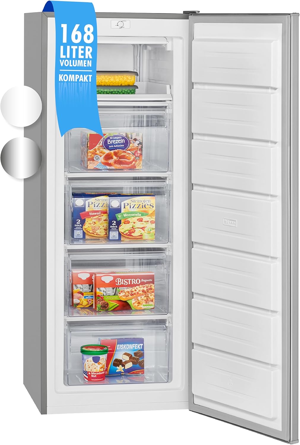 Bomann Congelatore a pozzo | Congelatore verticale | Congelatore | Capacità netta 168 litri | Porta reversibile | Scomparto congelatore 4 stelle | GS 7340 inox