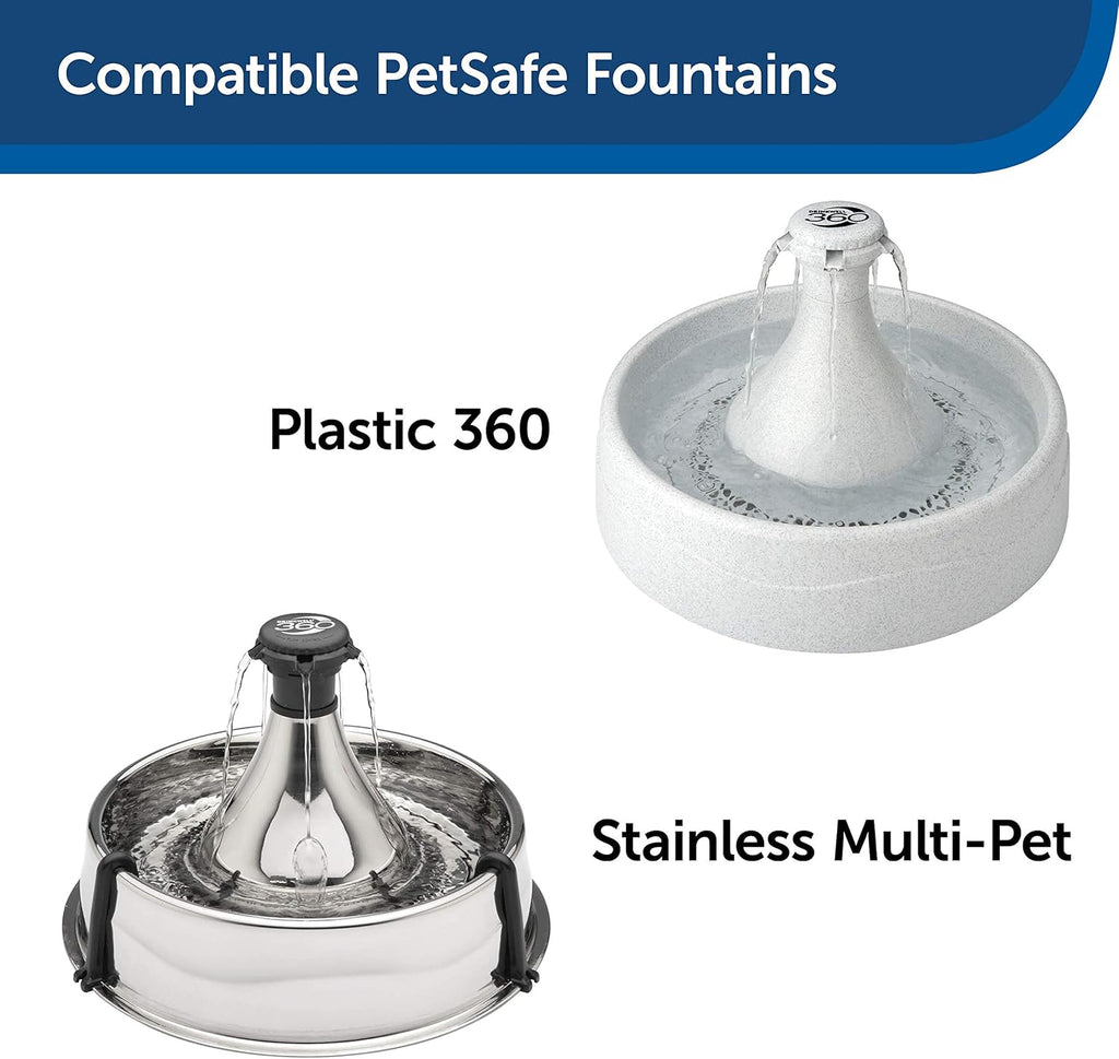 PetSafe Drinkwell 360 Fontana per Cani e Gatti, Fontana per Gatti da 3,8 Litri, Fontana in Acciaio Inossidabile e Filtro a Carbone Attivo per Fontana Drinkwell 360, Filtro di Ricambio per PetSafe, Confezione da 3