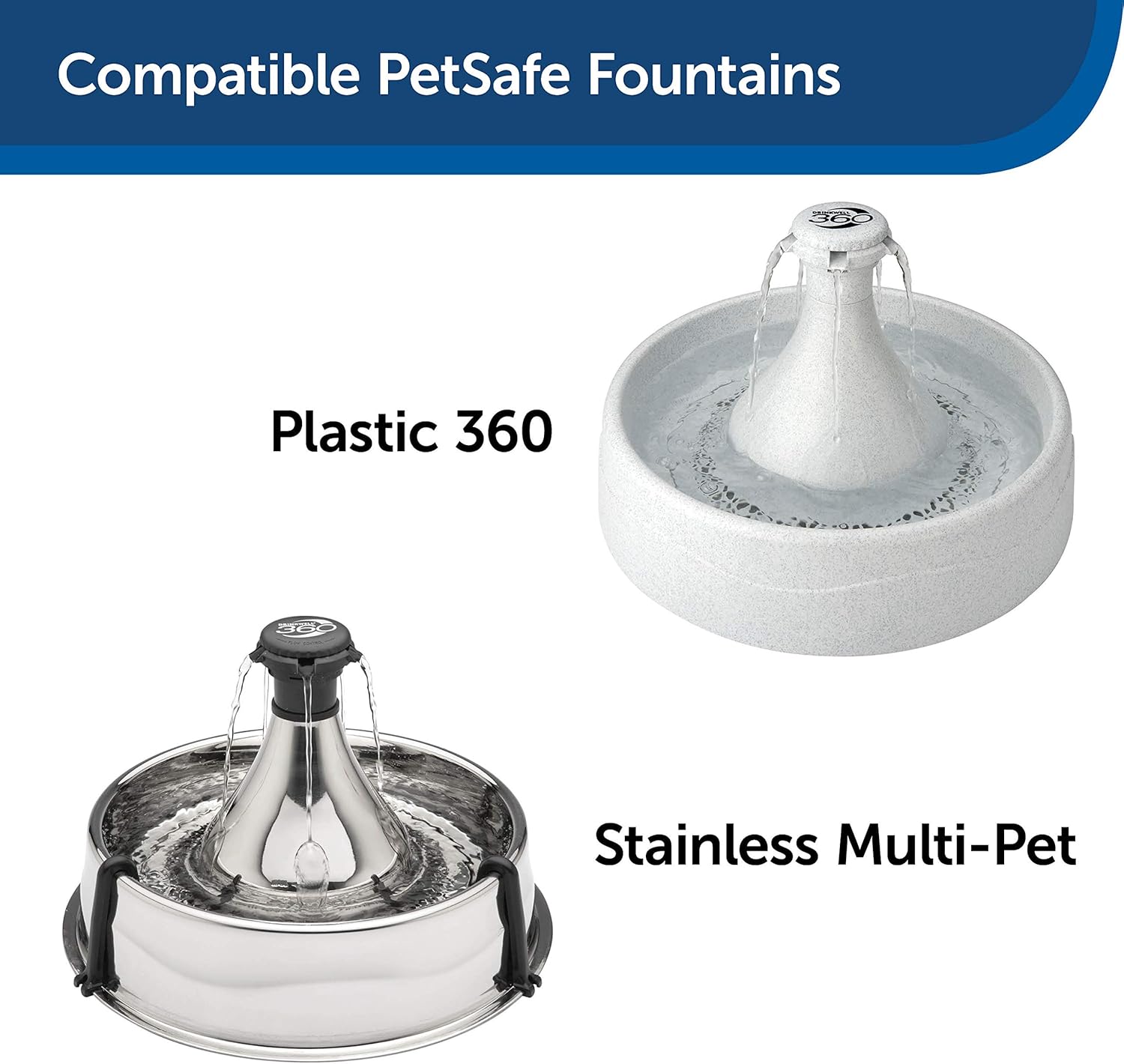 PetSafe Drinkwell 360 Fontana per Cani e Gatti, Fontana per Gatti da 3,8 Litri, Fontana in Acciaio Inossidabile e Filtro a Carbone Attivo per Fontana Drinkwell 360, Filtro di Ricambio per PetSafe, Confezione da 3