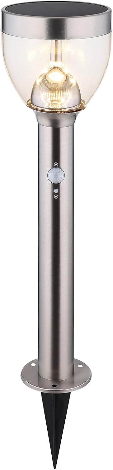 Solarlampen mit Sensor Garten Set 2 Stück - Solarleuchten Wegeleuchten Außen mit Bewegungsmelder - Solarlampe Höhe 55 cm - Außenleuchte Edelstahl - Solarleuchte Gartenlampe Solar Wetterfest