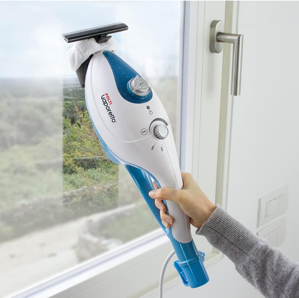 Polti PTEU0292 Vaporetto SV240 Scopa a vapore con pulitore a vapore integrato, uccide ed elimina il 99,9%* di virus, germi e batteri, Bianco/Verde