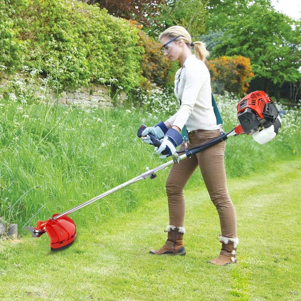 Decespugliatore a benzina BU-KO 52cc tagliaerba attrezzo da giardino include: tagliabordi, decespugliatore con lama a 3 denti, spazzola per erbacce in filo d'acciaio, lama da taglio. Ottimo attrezzo da esterno.