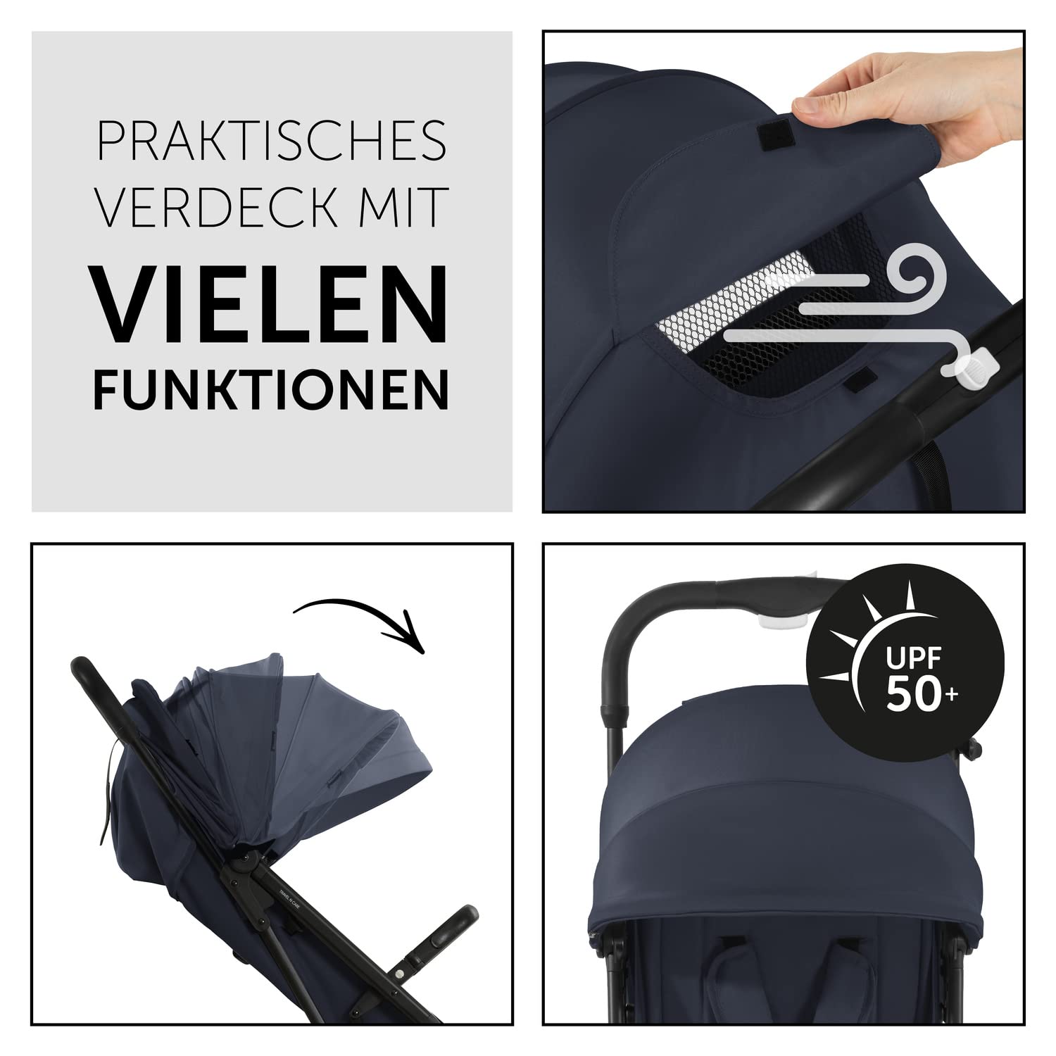 hauck Passeggino leggero Travel N Care per bambini dalla nascita fino a 22 kg con funzione reclinabile, ultraleggero - 6,9 kg, chiudibile con una mano, UPF 50+, ruote in EVA, cestino fino a 3 kg (Dark Olive)