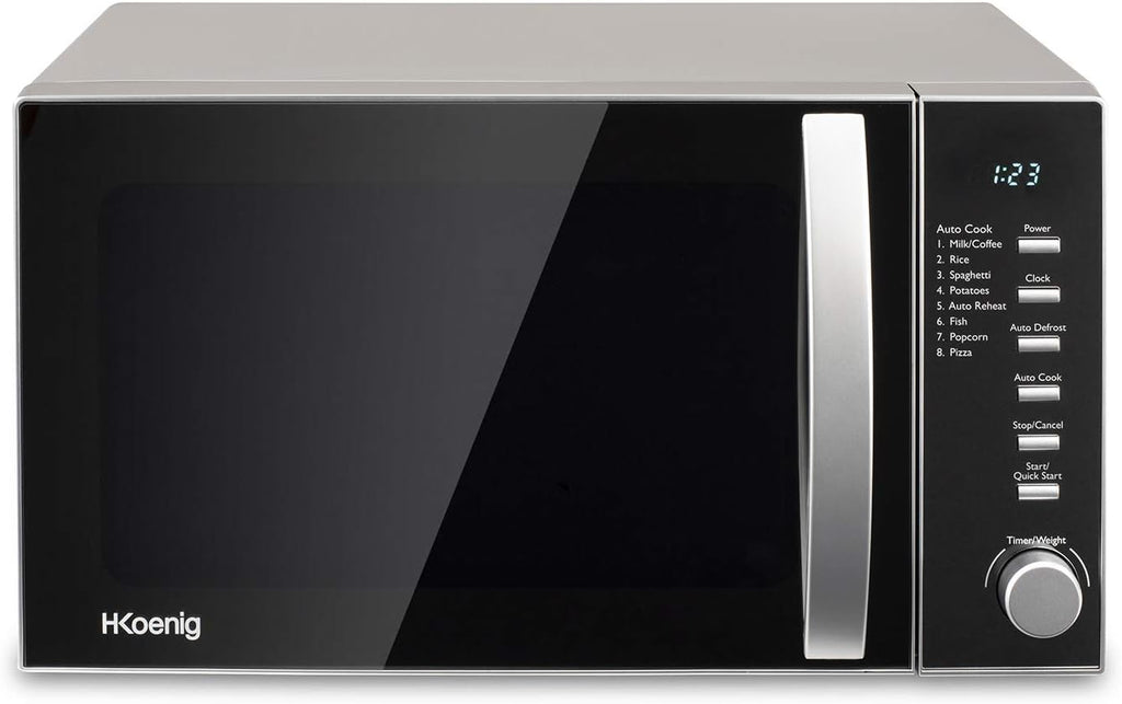 H.Koenig Microonde e Grill 2 in 1 VIO9, 25L, Piatto Girevole 27cm, 10 Livelli di Cottura fino a 1000W, Scongelamento, Cottura Combinata, Display LCD