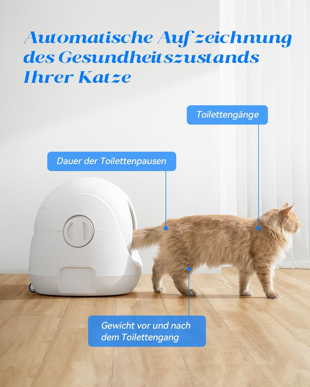 Catlink Baymax Lettiera autopulente, Monitoraggio della salute del tuo gatto, Adatta per gatti da 1,5 a 10 kg, per più gatti