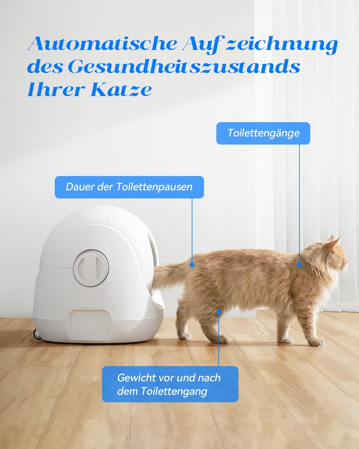 Catlink Baymax Lettiera autopulente, Monitoraggio della salute del tuo gatto, Adatta per gatti da 1,5 a 10 kg, per più gatti