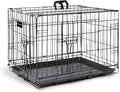 Gabbia per cani (76 cm) – Gabbia per animali domestici in metallo nero con 2 porte (anteriore e laterale) con base in plastica resistente ai morsi e maniglia per il trasporto, robusta box, perfetta per l'addestramento dei cuccioli (media)