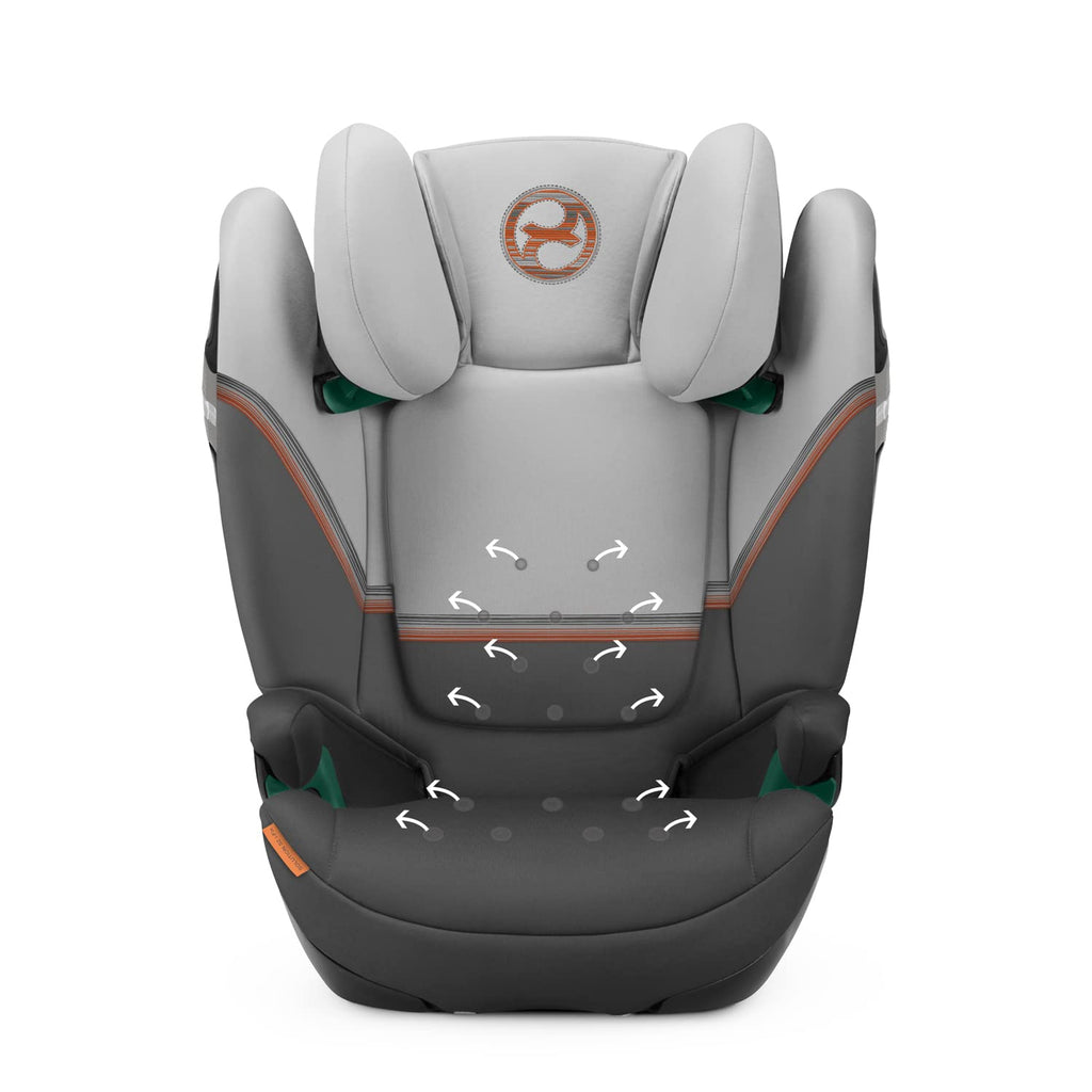 CYBEX Gold Kindersitz Solution S2 i-Fix, Für Autos mit und ohne ISOFIX, 100 - 150 cm, Ab ca. 3 bis 12 Jahre (15 - 50 kg), Lava Grey