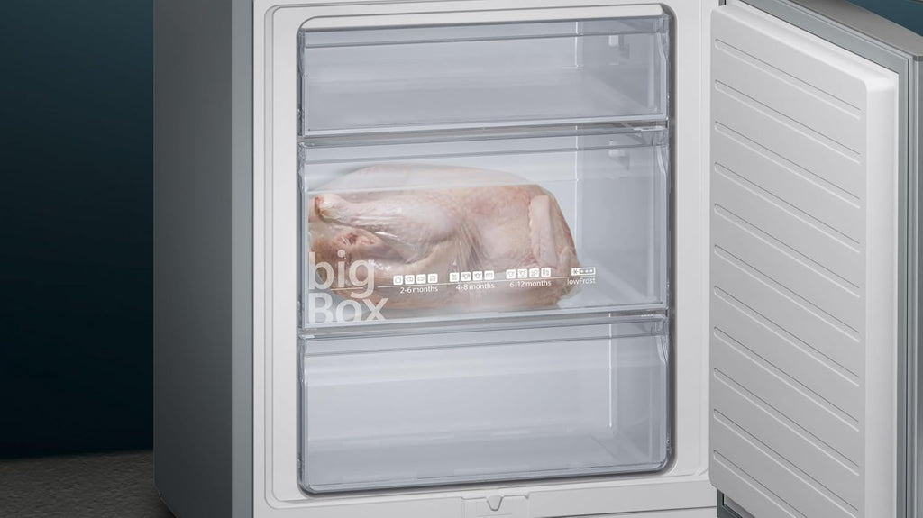 SIEMENS KG39EAICA iQ500 Frigorifero con congelatore, 201 x 60 cm, 249 L frigorifero + 94 L congelatore, LowFrost sbrinamento meno frequente, illuminazione a LED uniforme, BigBox spazio per alimenti congelati di grandi dimensioni