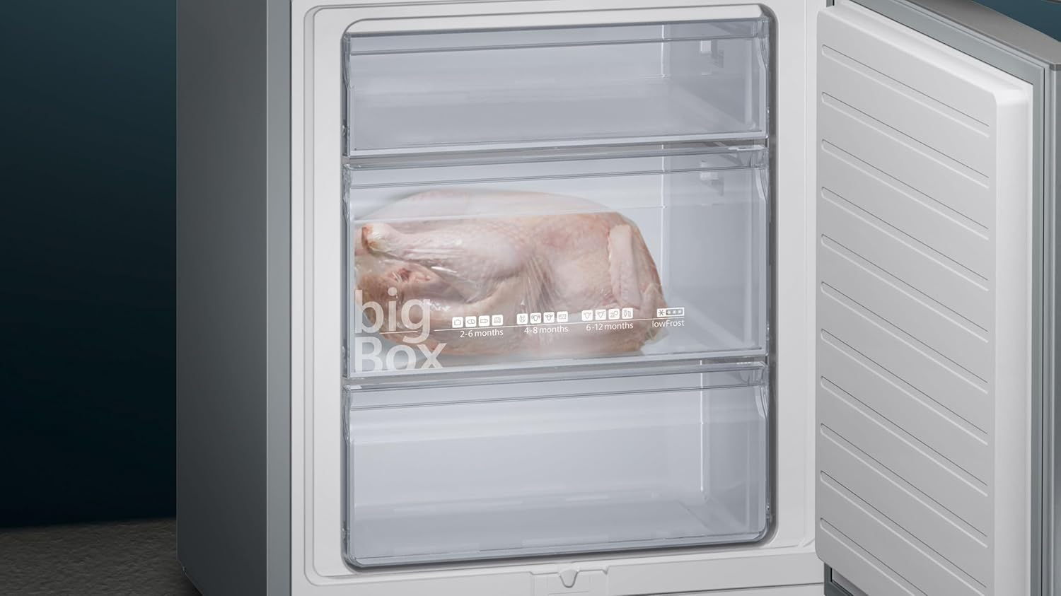 SIEMENS KG39EAICA iQ500 Frigorifero con congelatore, 201 x 60 cm, 249 L frigorifero + 94 L congelatore, LowFrost sbrinamento meno frequente, illuminazione a LED uniforme, BigBox spazio per alimenti congelati di grandi dimensioni