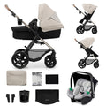 Kinderkraft MOOV2 AIR Passeggino 3 in 1 Set Passeggino fino a 26 kg con seggiolino auto I-SIZE 40-75 cm, funzione passeggino, schienale reclinabile, ampia capottina estensibile, ruote gonfiabili, nero