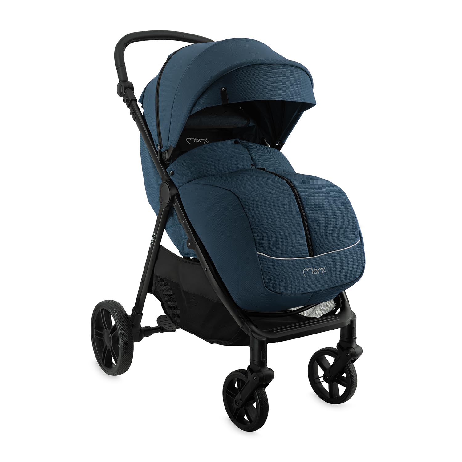 MoMi Passeggino CLARA, Passeggino dai 6 mesi in su, fino a 22 kg di peso corporeo, cintura di sicurezza a 5 punti, sacco coprigambe, portabicchieri, cestino della spesa, borsa per il cambio, zanzariera e parapioggia