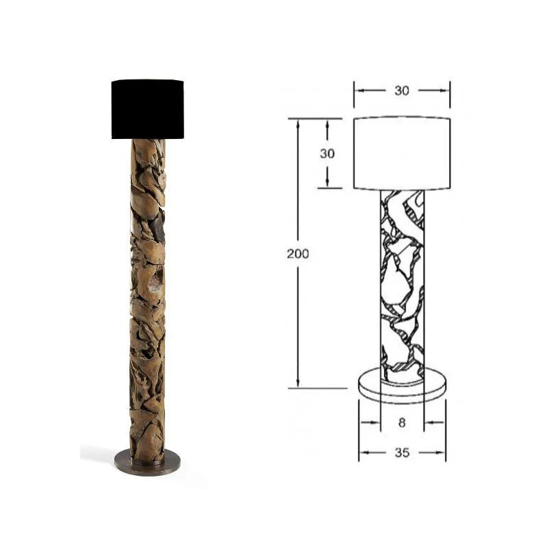 Treibholz Stehlampe XILON black | Hhen: 115 cm & 145 cm