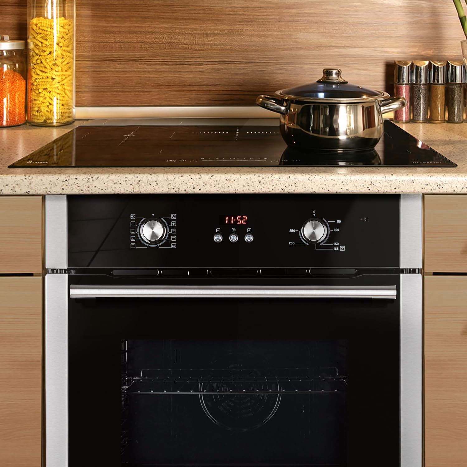 KKT KOLBE Autarkes Herdset | 60cm Einbaubackofen BO8805SS | 59cm Induktionskochfeld IH85900RL | Grill | Heißluft | Automatik-Timer | 2-fach Wärmeschutzverglasung | Kindersicherung | SET8805IH859RL
