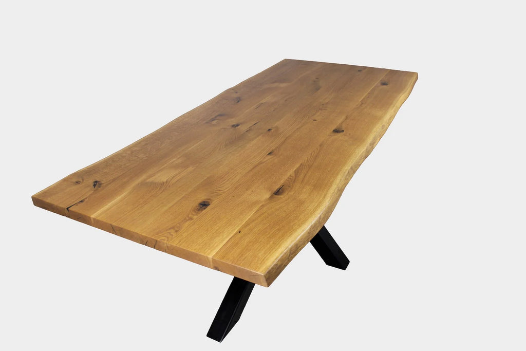 Serie MAXIM | Baumkantentisch - Eiche - inkl. Tischbein Matrix - versch. Gren und Farben | Lnge: 160 - 300 cm | Breite: 90 -100 cm