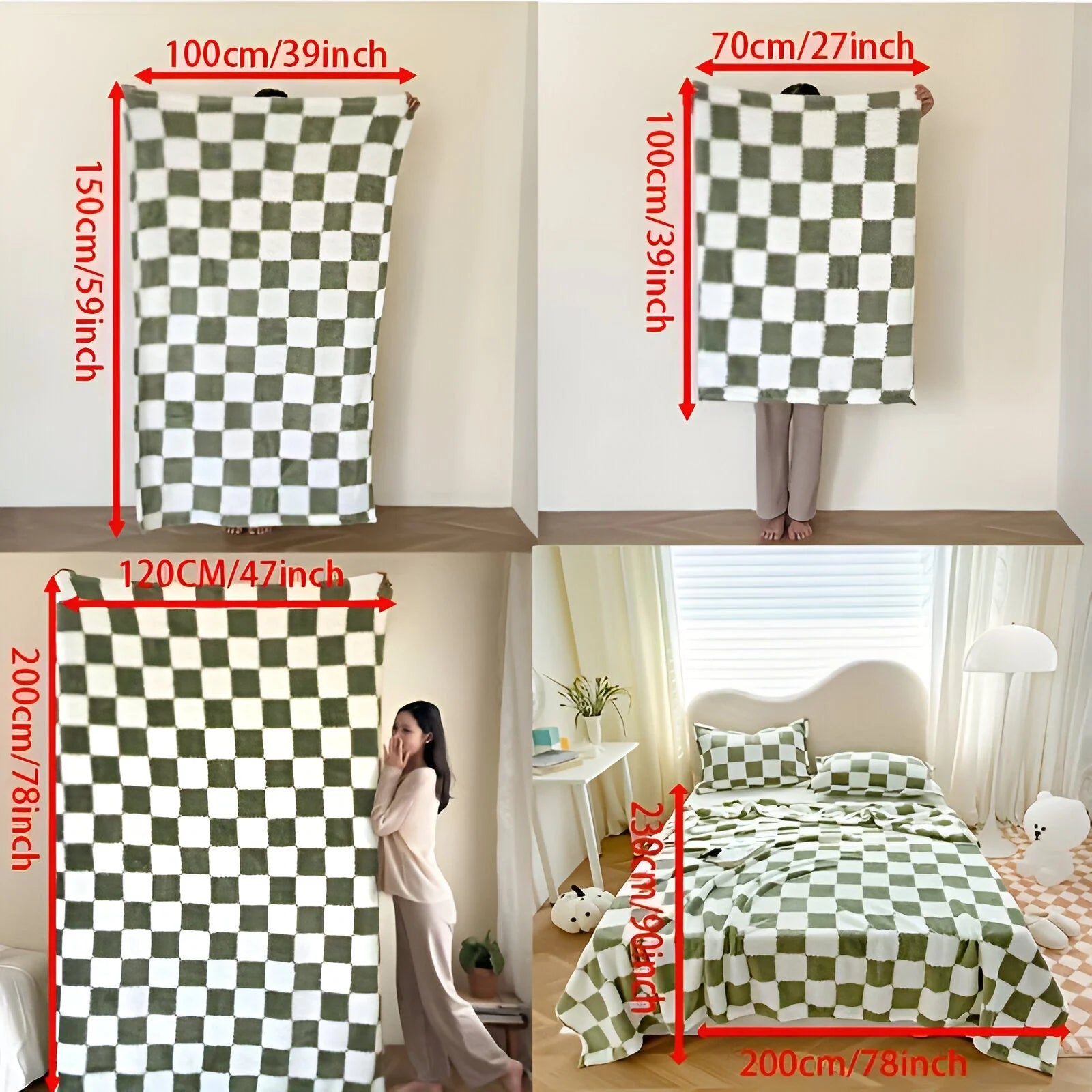SnugFuz Kuscheldecke – Weiche, bunte Fleece-Decke mit niedlichem Karomuster