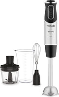 Krups Perfect Mix Stabmixer HZ6568 | Blender | 1000 Watt | Edelstahlfu | 4 extra scharfe Messer | Powelix Technologie | Schneebesen | 500 ml Zerkleinerer | 800 ml Messbecher | Schwarz/Silber