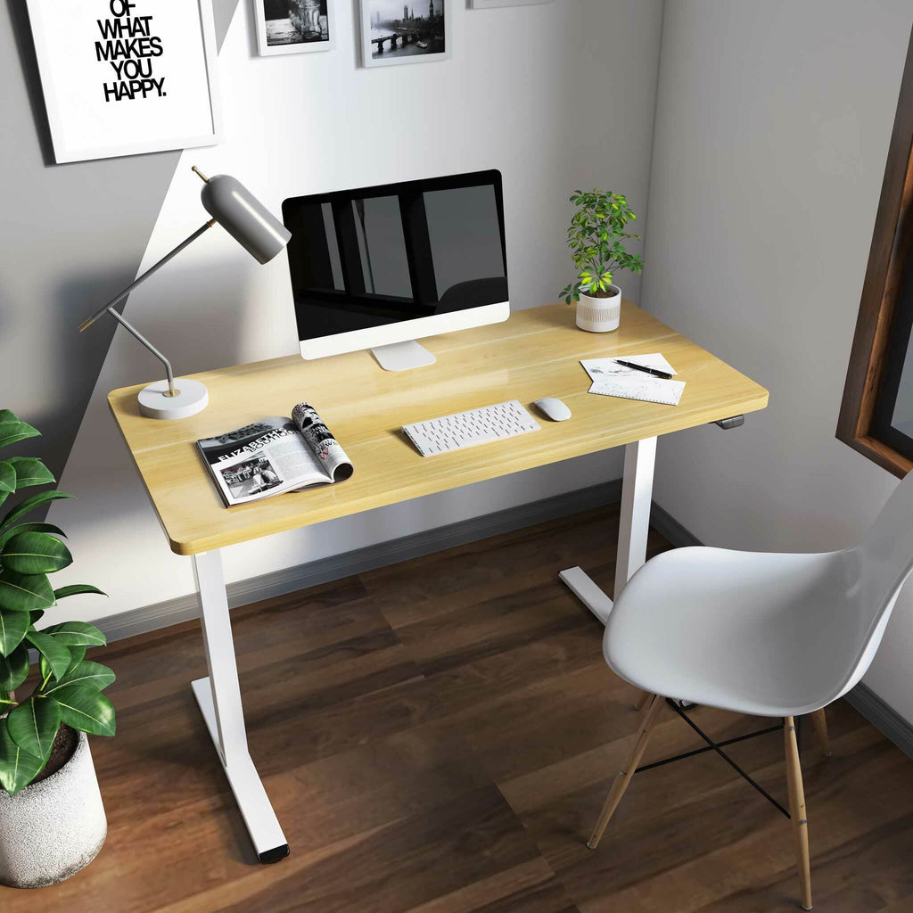Scrivania elettrica regolabile in altezza Lykke M100, rovere/bianco, 140 x 70 cm