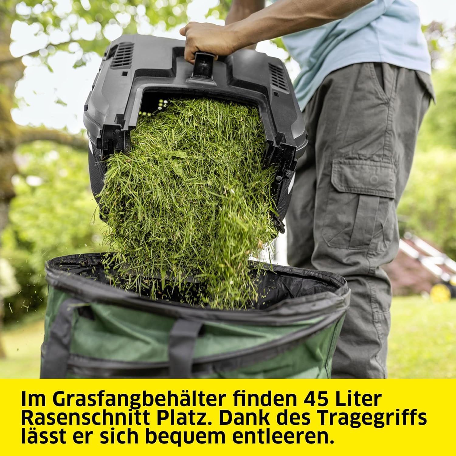 Kärcher Akku-Rasenmäher LMO 2-18, Grasfangbehältervolumen 30 l, 5 stufige Schnitthöhenverstellung 3.500 U/min, ohne Akku und Ladegerät, gelb