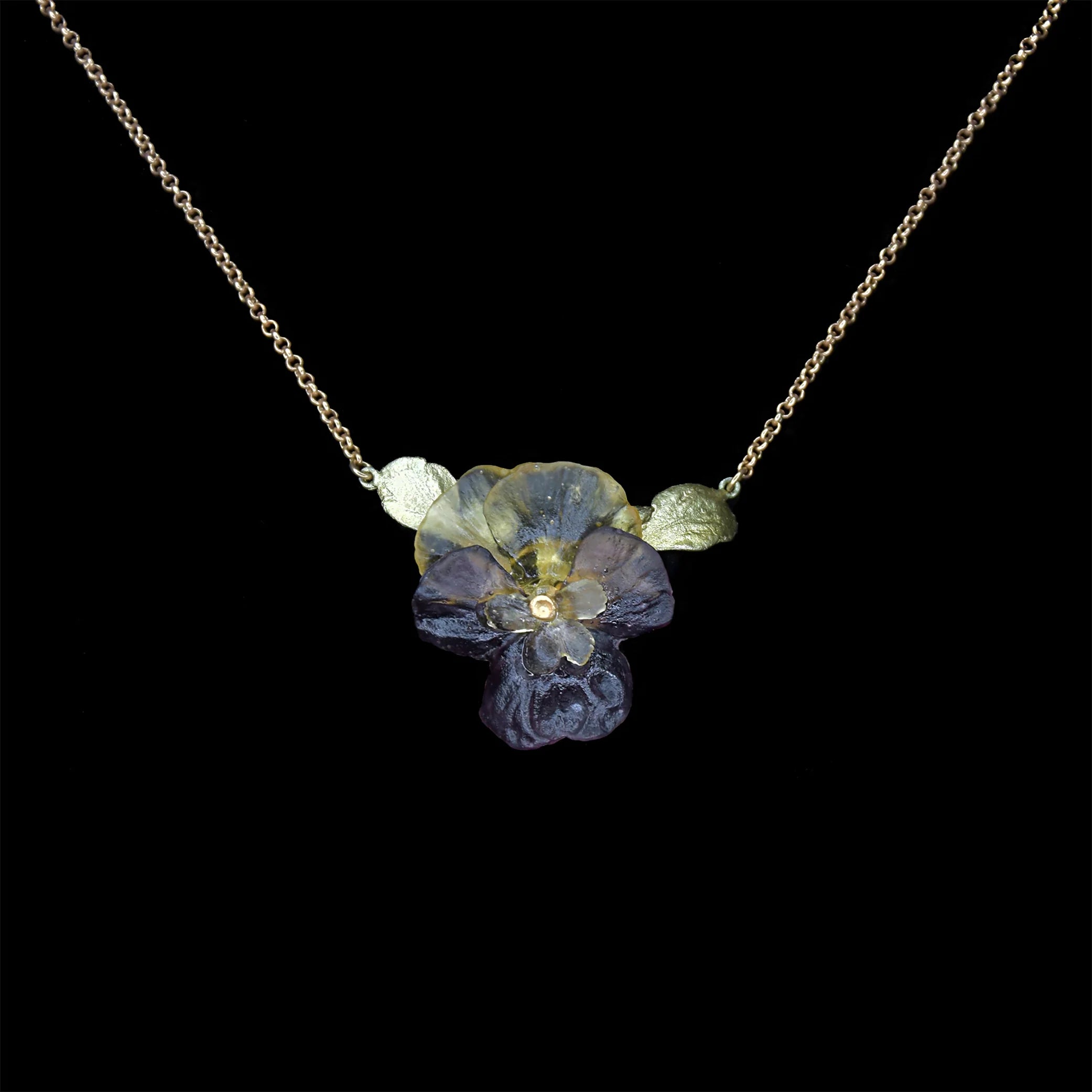 Stiefmütterchen Kette - Anhnger mit Blatt