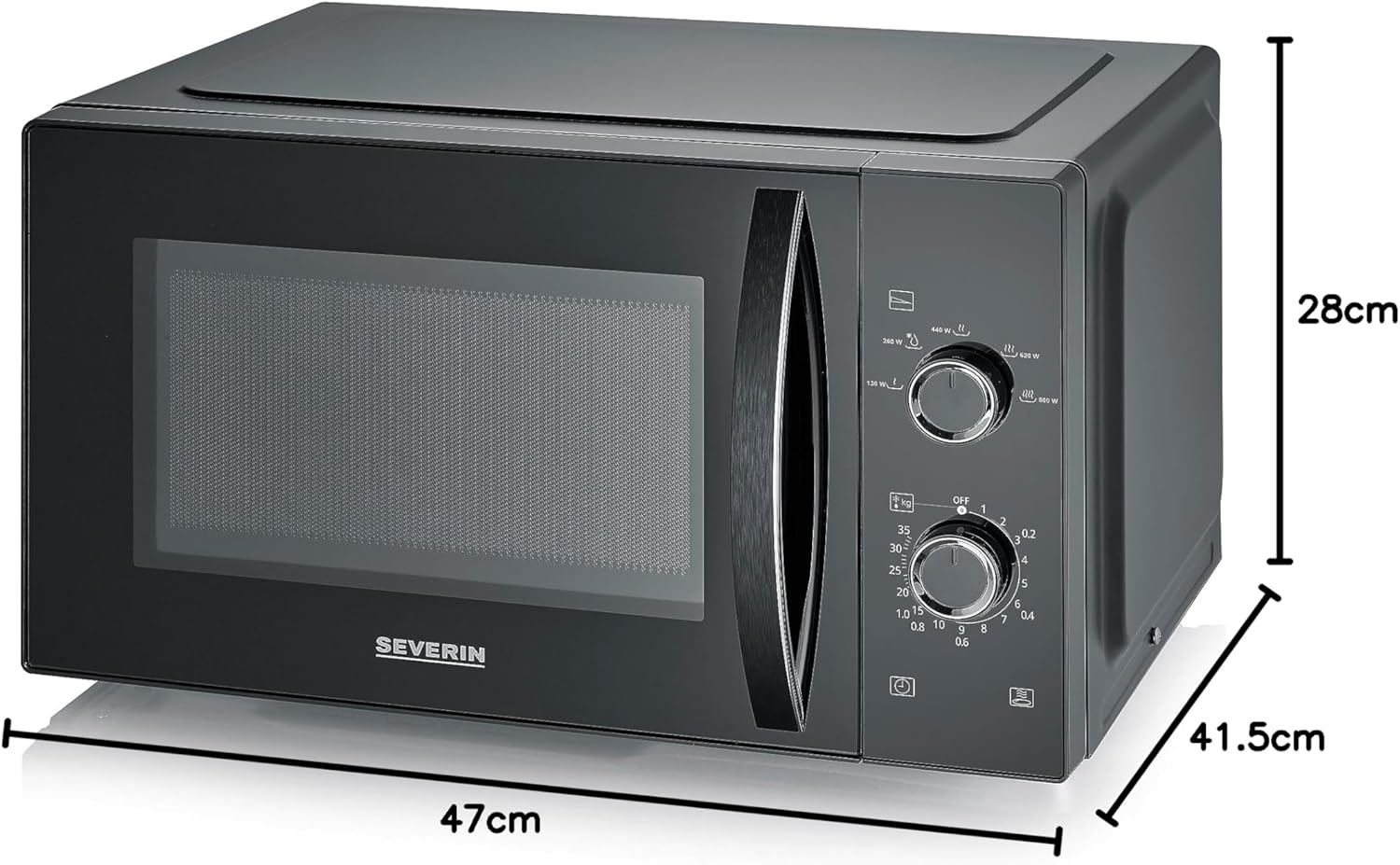 SEVERIN 2-in-1 Mikrowelle mit Grill 800 W, Grillofen mit 25 L Kapazitt und 9 Leistungsstufen, Mikrowelle mit Grillrost und Drehteller, silber, MW 7785