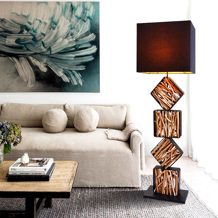 Lampada da terra di design SAWA 155cm lampada in legno di recupero