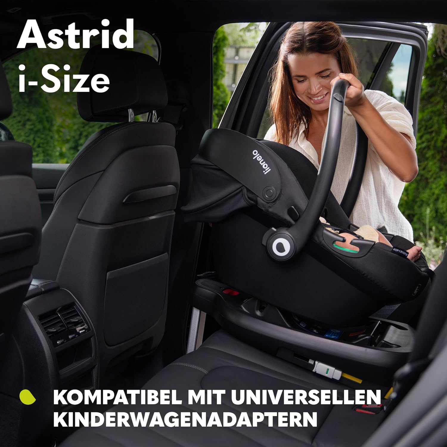 LIONELO ASTRID i-Size SET Seggiolino Auto con Base 40-87 cm Ovetto ISOFIX, Cinture a 3 Punti, Protezione Laterale, Riduttore Dri-Seat, i-Size R129