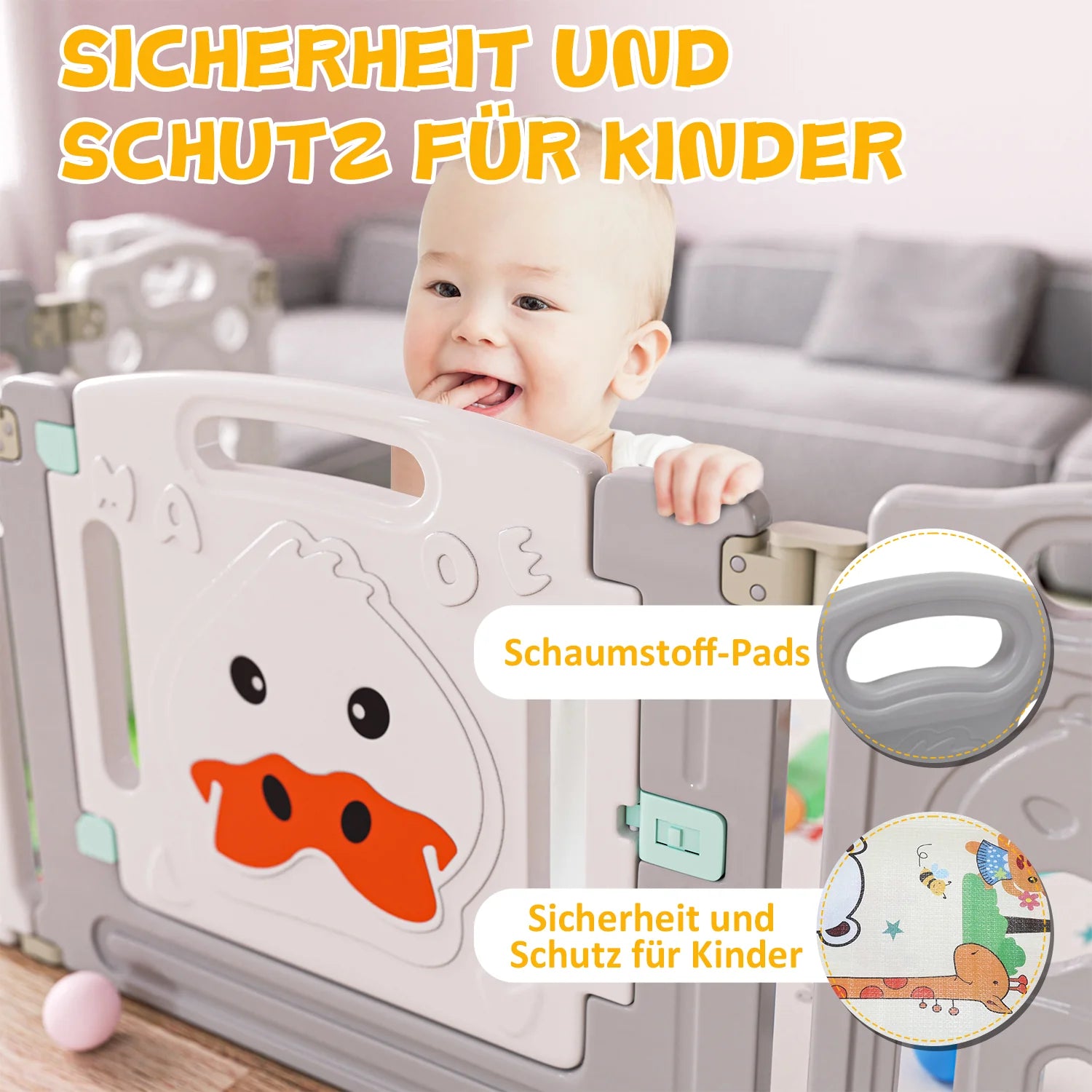 Sonnewelt Box Pieghevole per Bambini con Tappeto da Gattonamento