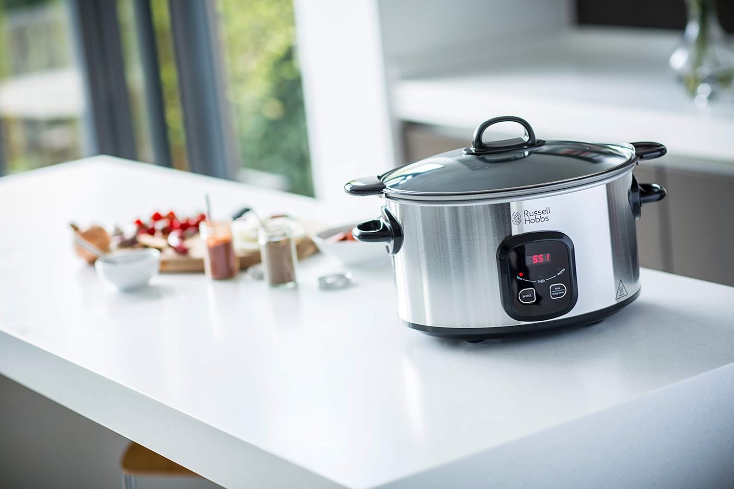 Russell Hobbs Cuociriso [XL] 5l inclusivo di Cestello per la Cottura a Vapore MaxiCook (Funzione Mantenimento in Caldo, Pentola Antiaderente, Cucchiaio per Riso e Misurino, Cottura Lenta per Verdure, Pesce ecc) 23570-56