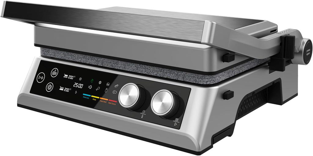Cecotec Elektrogrill mit abnehmbaren Platten Rockn'Grill Bistro. 2400W, Rauchfreies und gesundes Kochen, Touch-Steuerung, Platten mit unabhängiger Temperaturregelung, inklusive Temperatursonde.