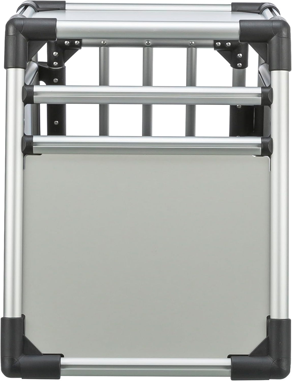 TRIXIE Hunde-Transportbox Aluminium in silber – M: 55 × 62 × 73 cm, stabile und geräuscharme Hundebox mit abgeschrägten Seiten, Sicherheitsverschluss & rutschfester Liegematte – 39342
