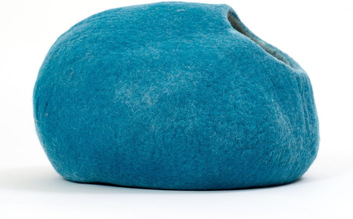 ecocasa Cuccia Casetta per Gatti Cuscino per Gatti XL – anche per Gatti Grandi – Esterno Robusto e Interno Morbidissimo – Fatto a Mano in Lana Neozelandese – Blu Oceano
