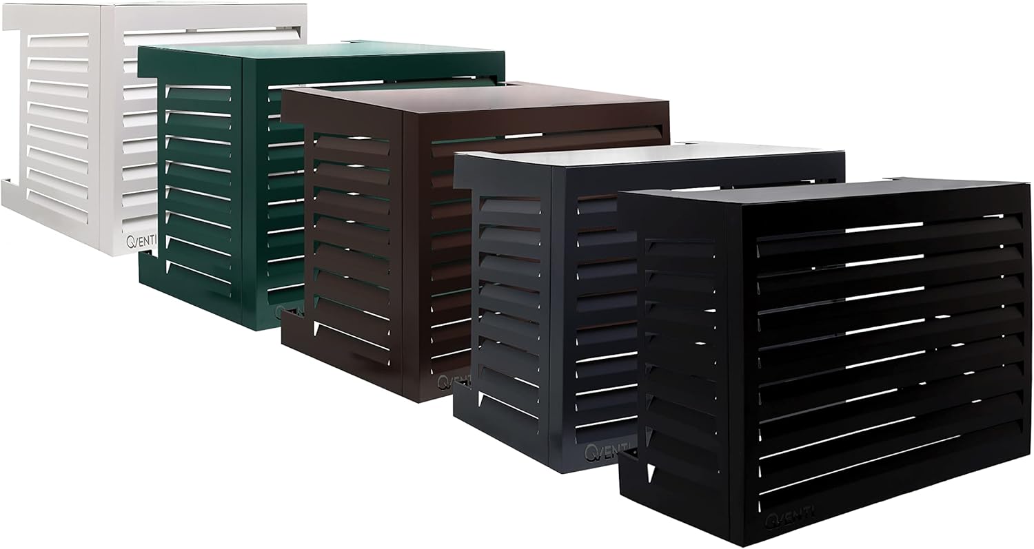 Copertura Qventi per condizionatore - Antracite/Grigio - Alluminio - Griglia di protezione - Rivestimento - Facile montaggio - Taglia S - Dimensioni esterne (LxPxH): 100 x 50 x 75 cm