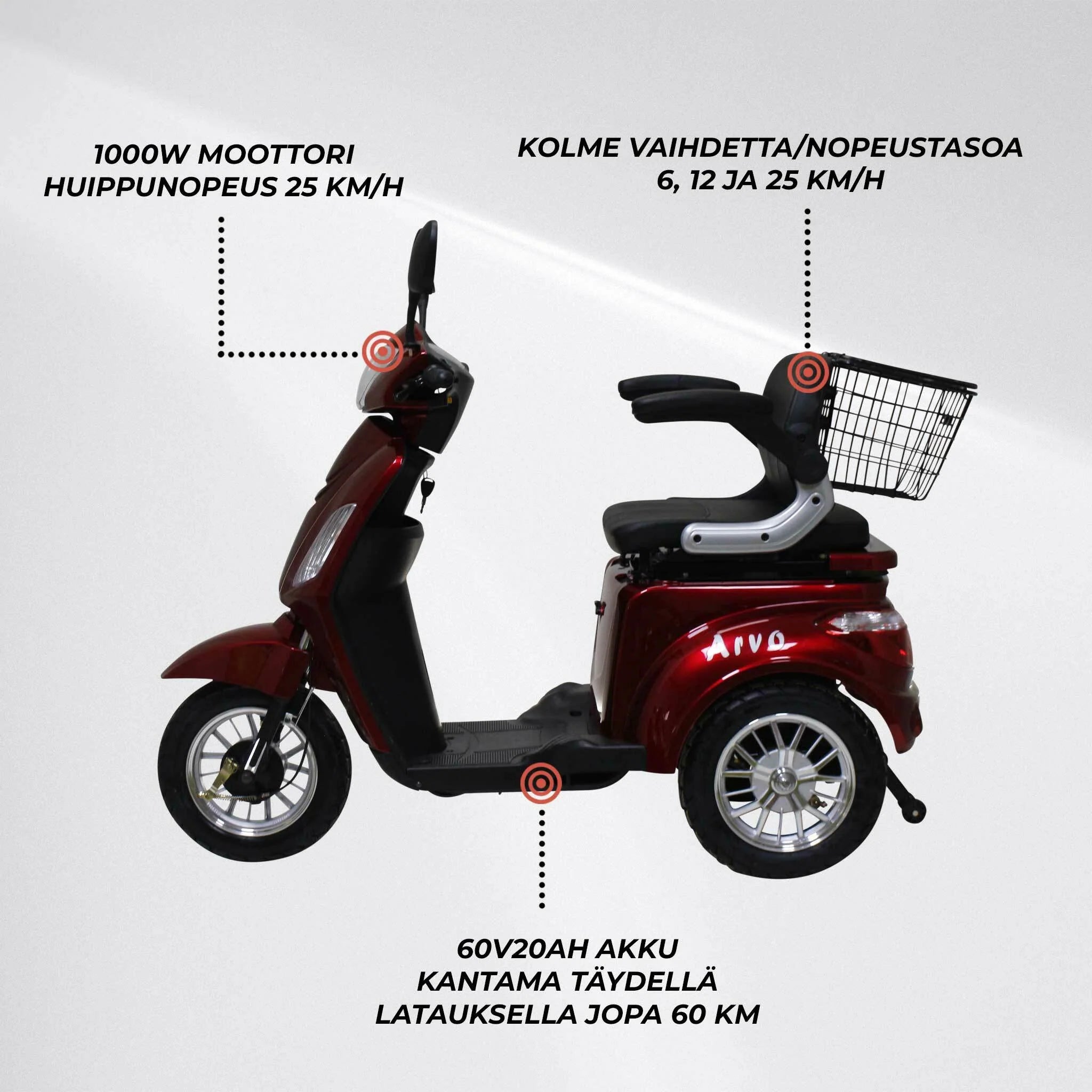 Arvo Scooter per anziani P300 Rosso