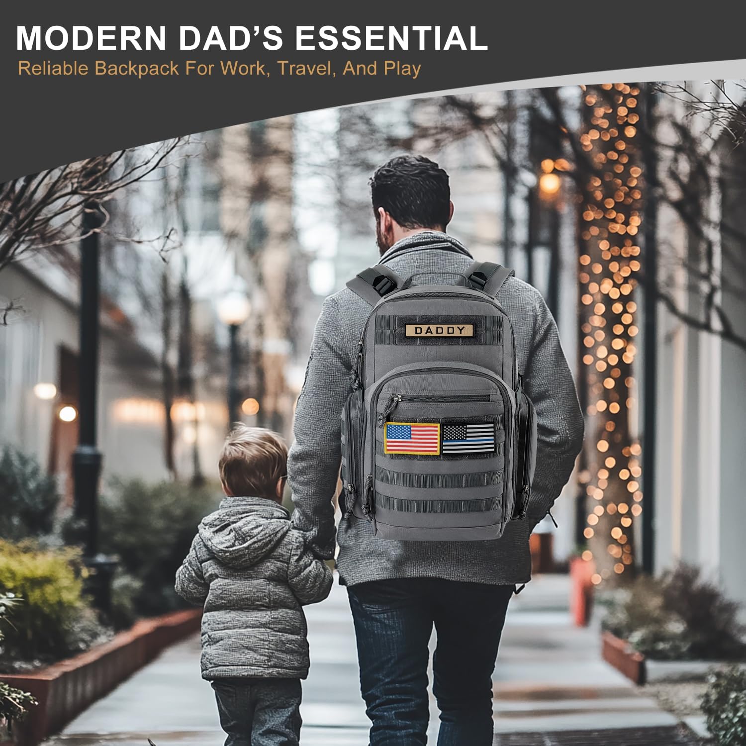 MIRACOL Borsa Fasciatoio per Papà, Borsa Militare, Zaino, Borsa Multifunzione con Toppa Bandiera per Uomini e Donne