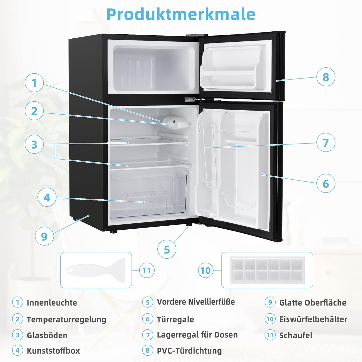 COSTWAY Frigorifero 90L con Congelatore 27L Combinato Frigo-Congelatore Verticale Congelatore Mini Frigo (bianco)