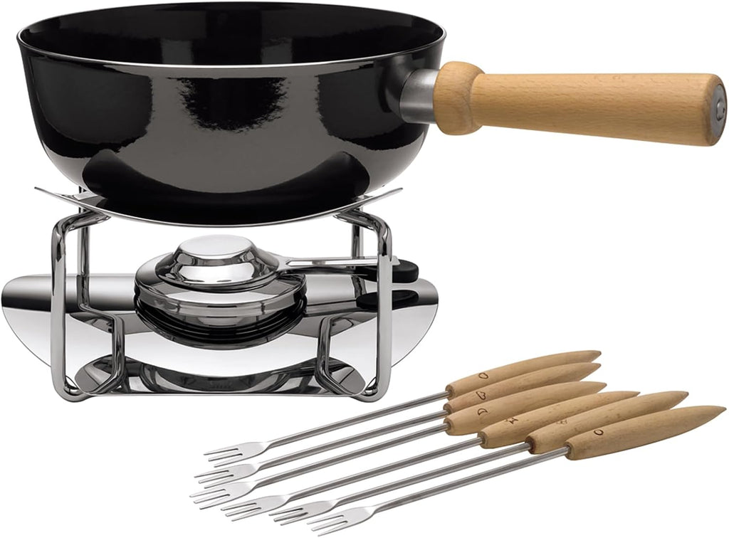 Silit Set Fonduta al Formaggio 9 Pezzi, Fonduta per 6 Persone, Ceramica Funzionale Silargan, Induzione, Lavabile in Lavastoviglie, Casseruola Rechaud Fornello Forchette da Fonduta