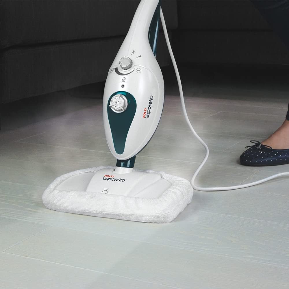 Polti PTEU0292 Vaporetto SV240 Scopa a vapore con pulitore a vapore integrato, uccide ed elimina il 99,9%* di virus, germi e batteri, Bianco/Verde