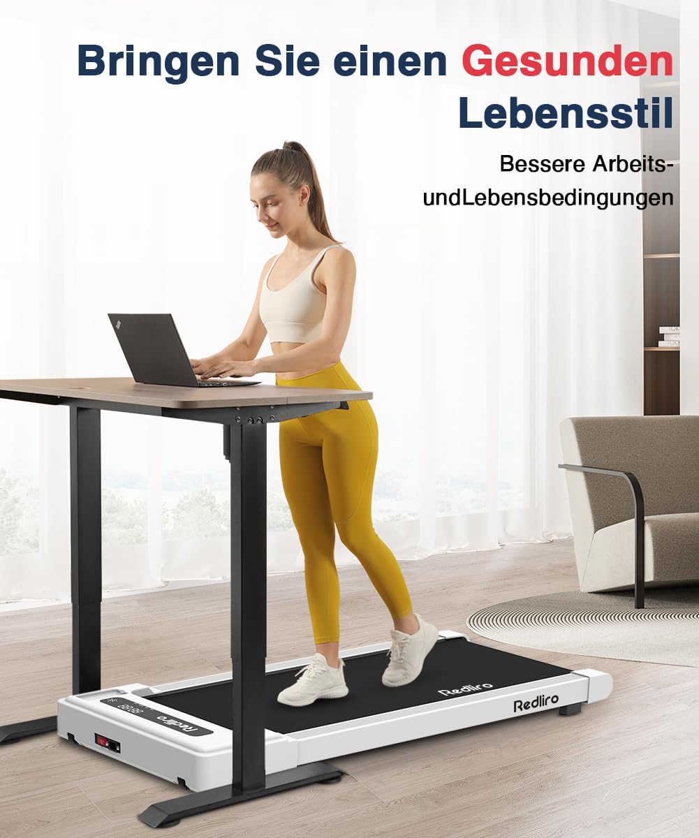Redliro Tapis Roulant, Tapis Roulant per Casa con Telecomando e Display a LED, Tapis Roulant Compatto e Silenzioso Sottoscrivania per Casa/Ufficio 1-6km/h